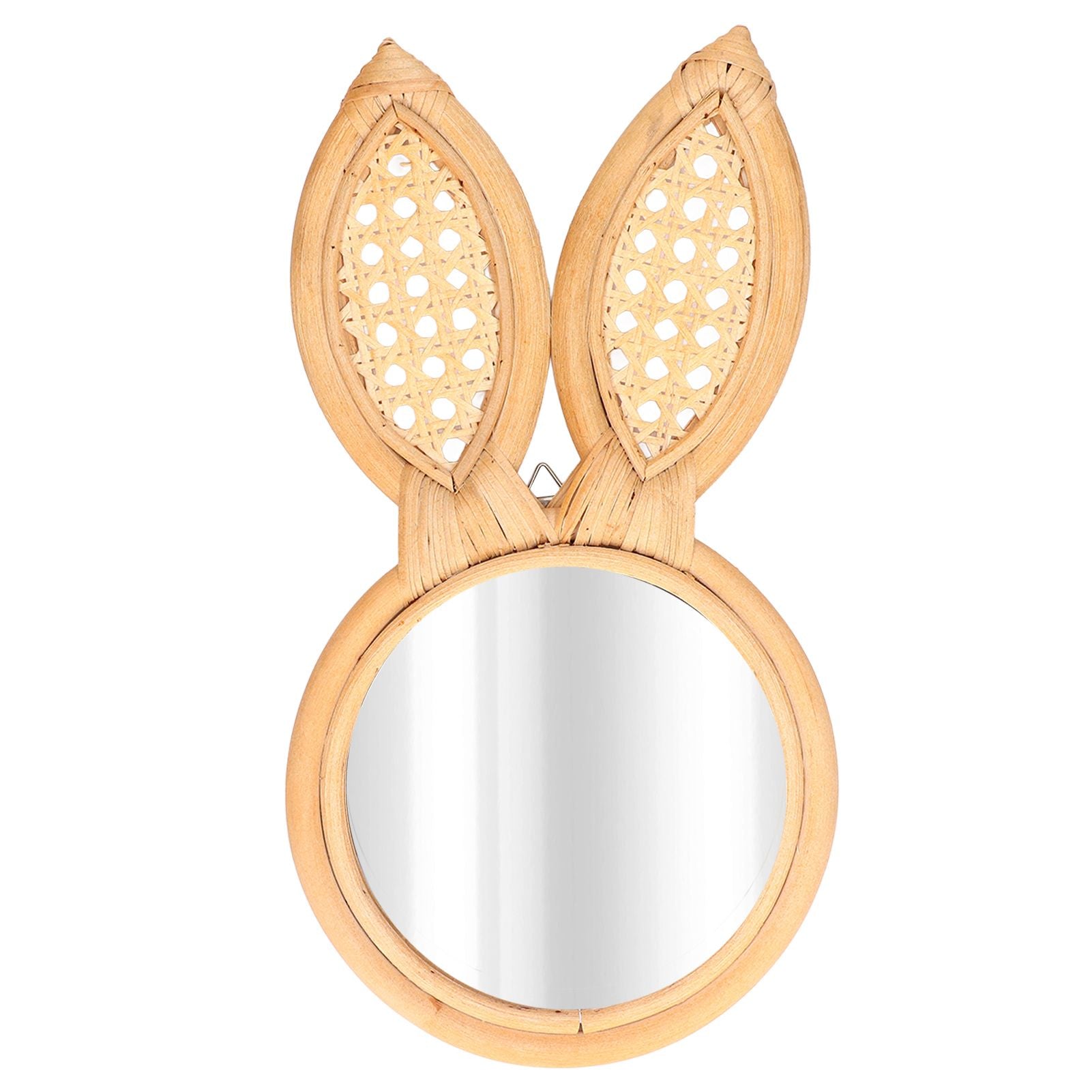 Decorative Mirror Cute Bunny Shape Exquisite Rattan Hanging Wall Mirror for Makeup Home Bedroom Decoration Gift