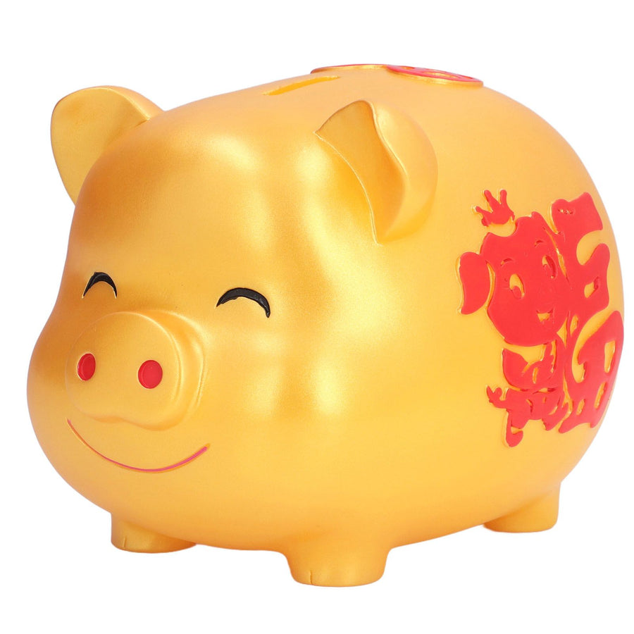 Piggy Bank Cute Cartoon Shape Anti Falling Pig Money Box for Children Gift Home Decoration Coins StorageLarge Size Gold