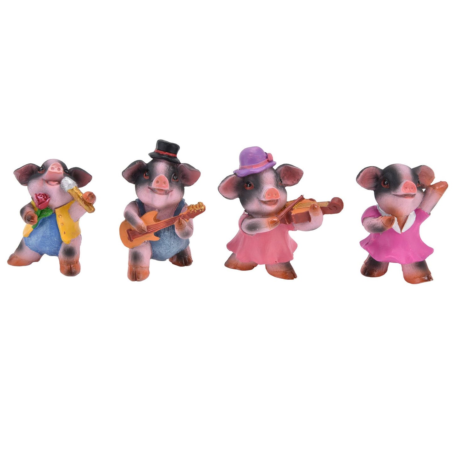 4Pcs Pig Ornaments Textured Exquisite Vivid Cartoon Cute Pig Statue for Bedroom Living Room Desk Decoration