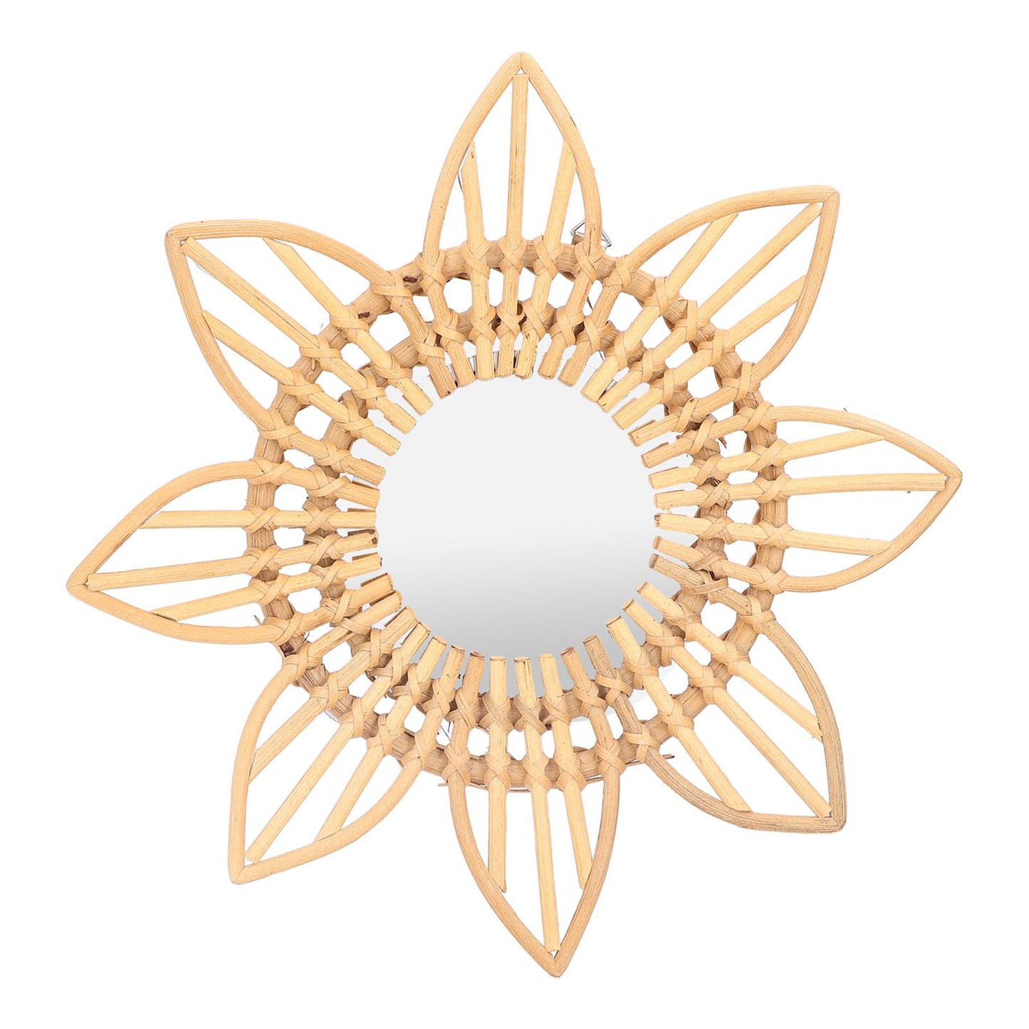 Rattan Innovative Art Decoration Makeup Mirror Retro Dressing Bathroom Wall Hanging MirrorFlower