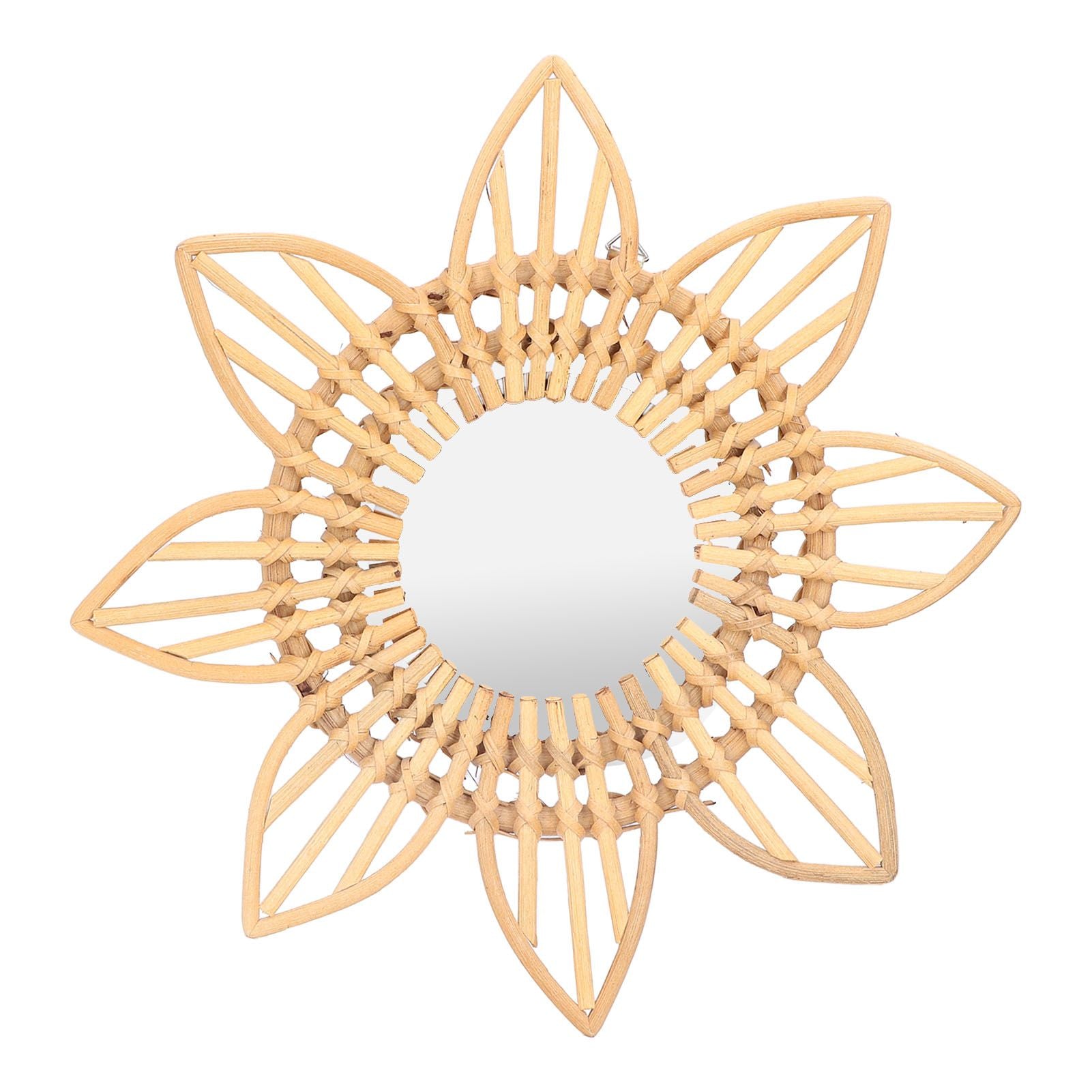 Rattan Innovative Art Decoration Makeup Mirror Retro Dressing Bathroom Wall Hanging MirrorFlower