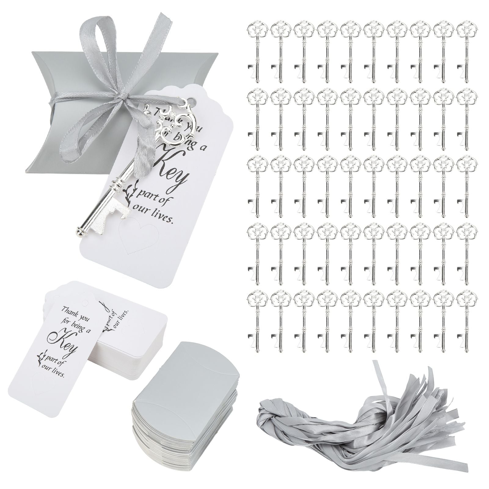 50Pack Wedding Candy Box Wedding Bridal Guest Favors with Vintage Keys Tags for Decoration Gift