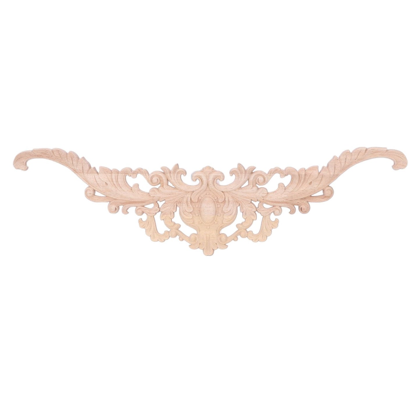 Wood Appliques Exquisite Elegant European Style Rubber Wood Long Flower Piece Home Decoration Carved Accessories