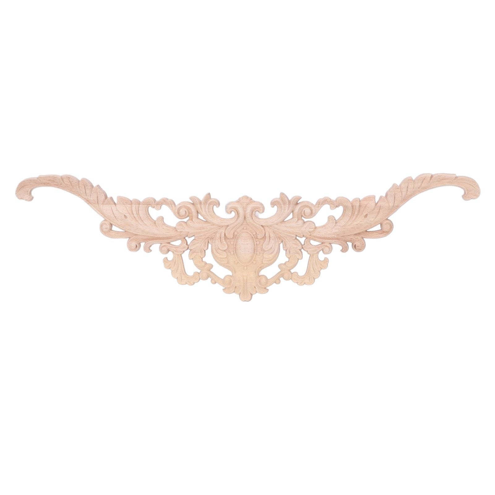 Wood Appliques Exquisite Elegant European Style Rubber Wood Long Flower Piece Home Decoration Carved Accessories