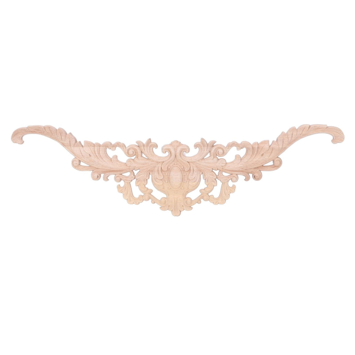 Wood Appliques Exquisite Elegant European Style Rubber Wood Long Flower Piece Home Decoration Carved Accessories