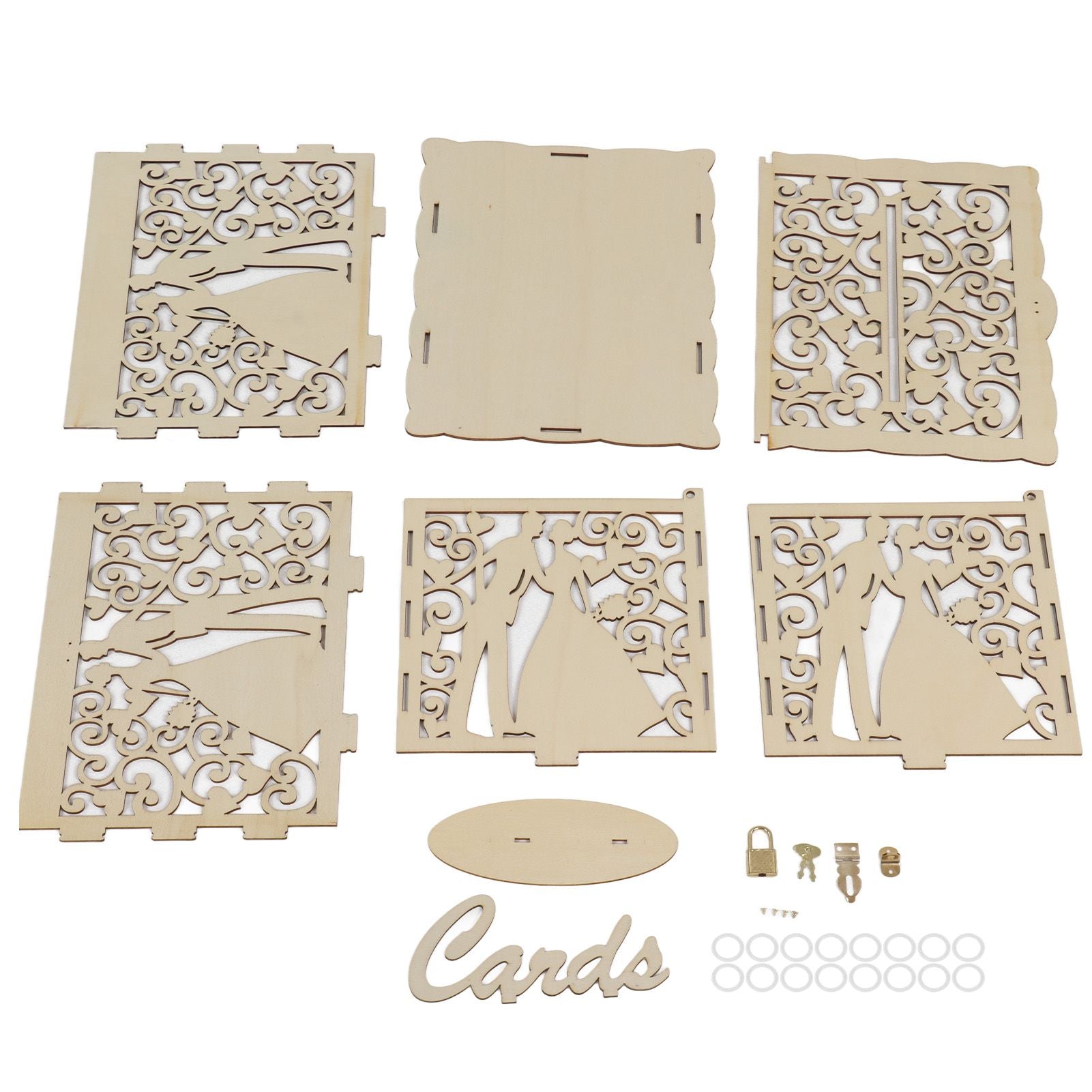 DIY Hollow Wooden Box Gift Card Money Case Wedding Reception Decoration Box Easy Assembly JM01777 Small