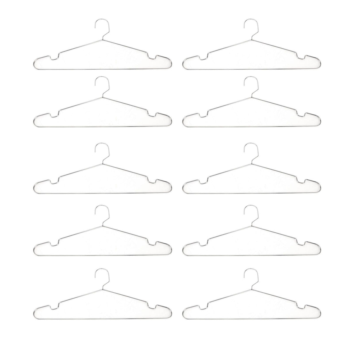 10pcs Clothes Hangers Stainless Steel Heavy Duty Prevent Slip Space Saving Coat Drying Hangers