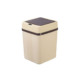 Trash Can 12L Smart Sensor Stable Dealing Cover Simple Style Automatic Touchless Garbage Bin for Home Khaki Battery Powered