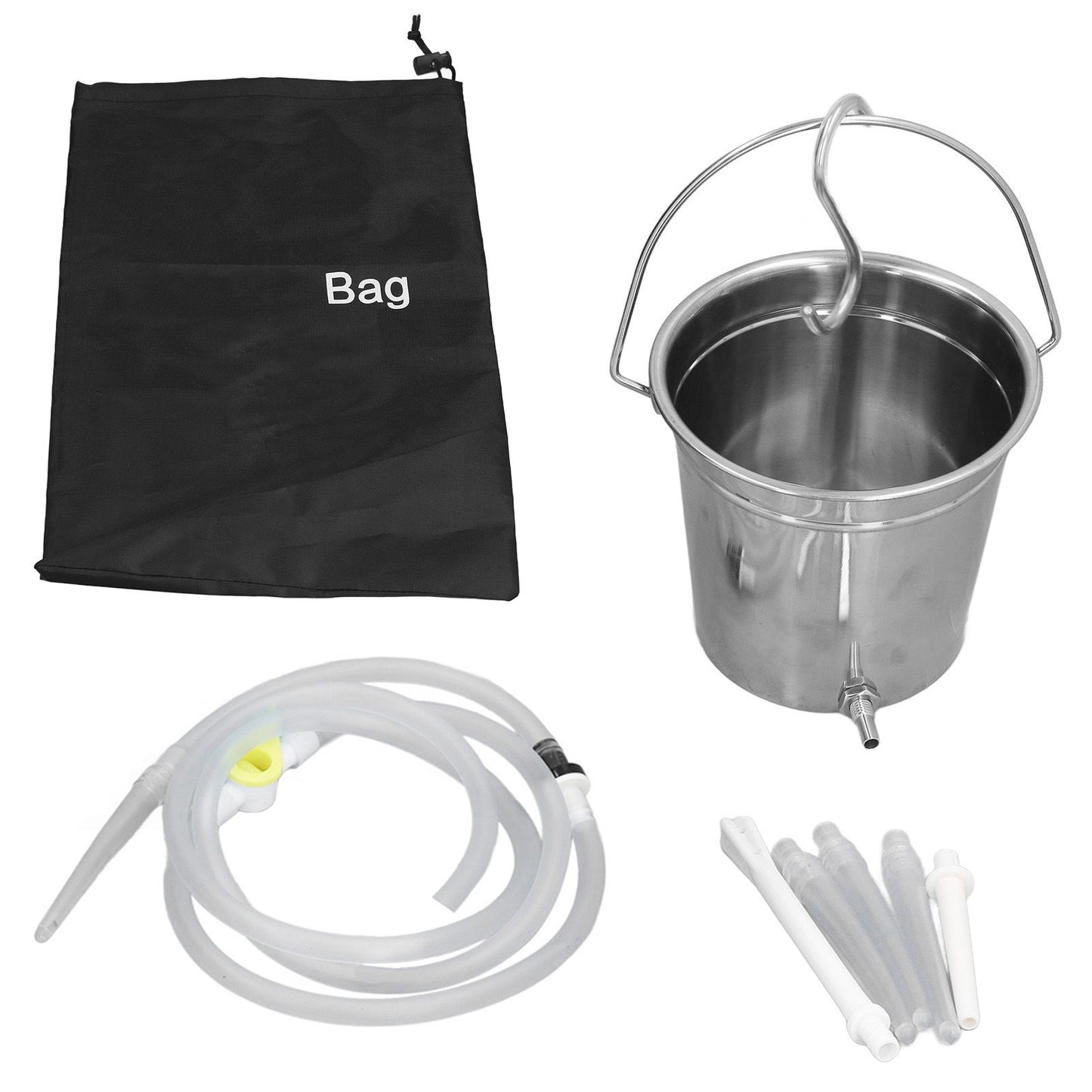 2L Enema Bucket Kit with Silicone Tubing Nozzle Tips Storage Bag Stainless Steel Coffee Milk Barrel