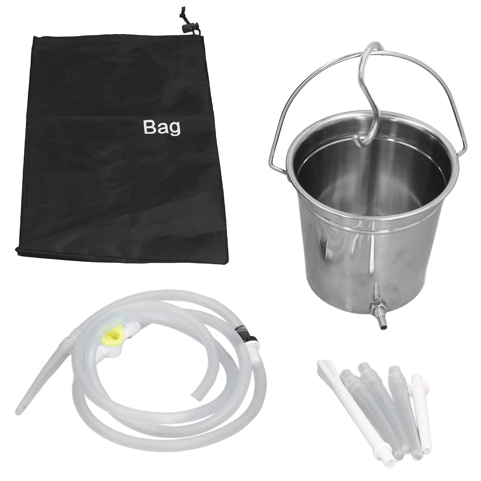 2L Enema Bucket Kit with Silicone Tubing Nozzle Tips Storage Bag Stainless Steel Coffee Milk Barrel