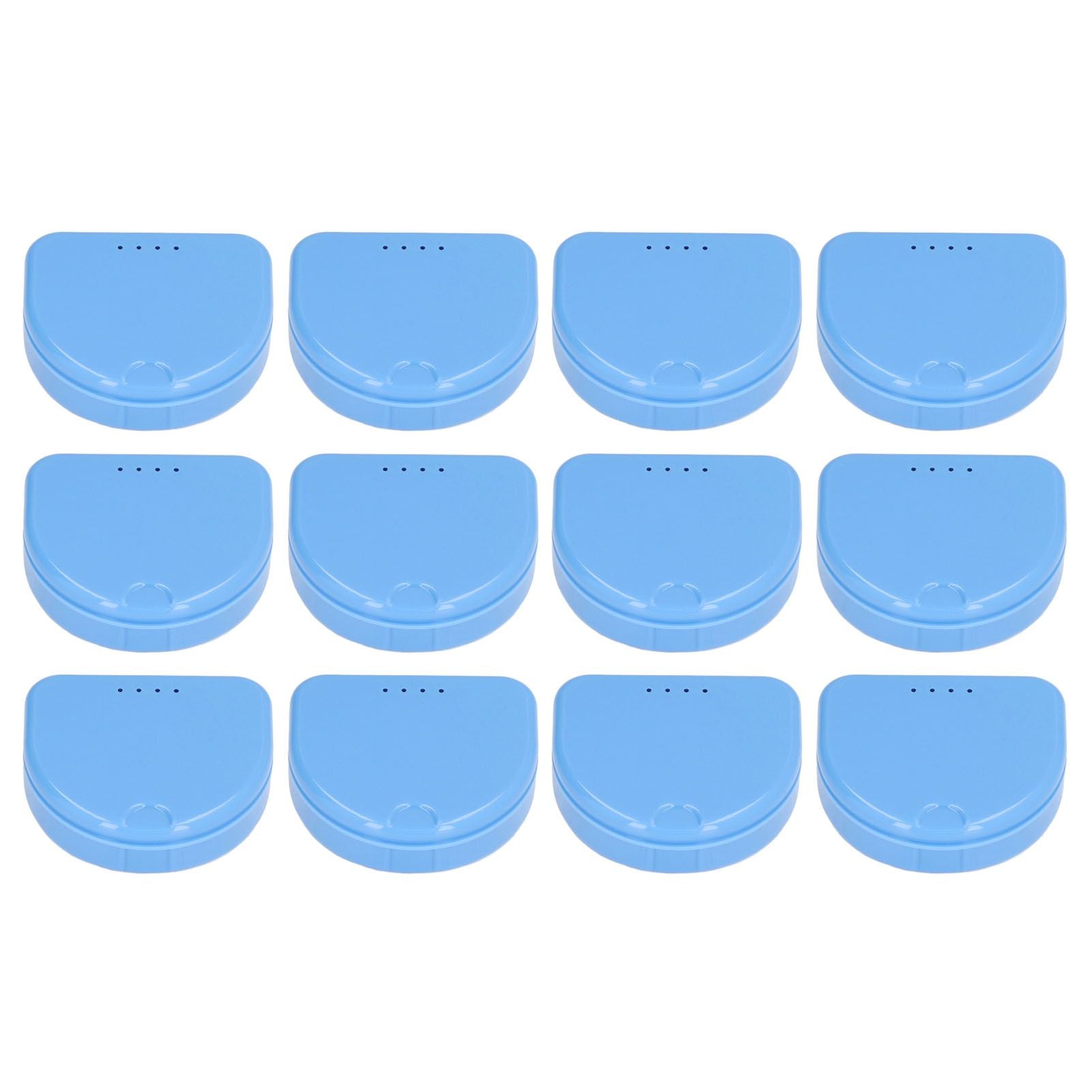 12 Pcs Denture Box Plastic Tooth Dental Orthodontic Retainer Compact Storage Case