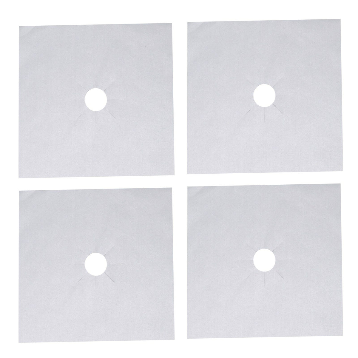 4Pcs Stove Burner Cover PTFE Coating Non Stick Gas Range Stove Top Protector Pad for Kitchen Cooking Silver 27x27cm 0.1mm