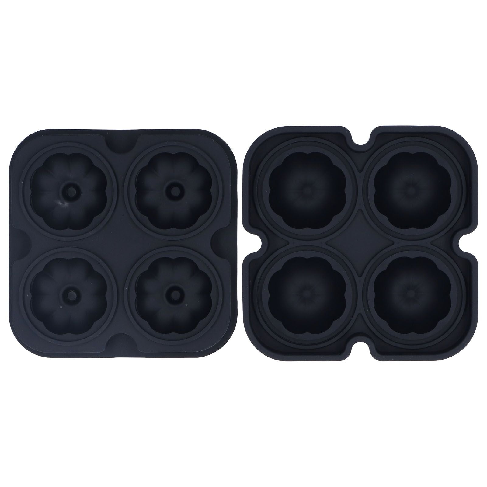 Pumpkin Ice Ball Mold 3D Pumpkin Shape Food Grade Silicone 4 Cells Easy Release Whiskey Ice Mold for Coffee Tea Cocktail Black