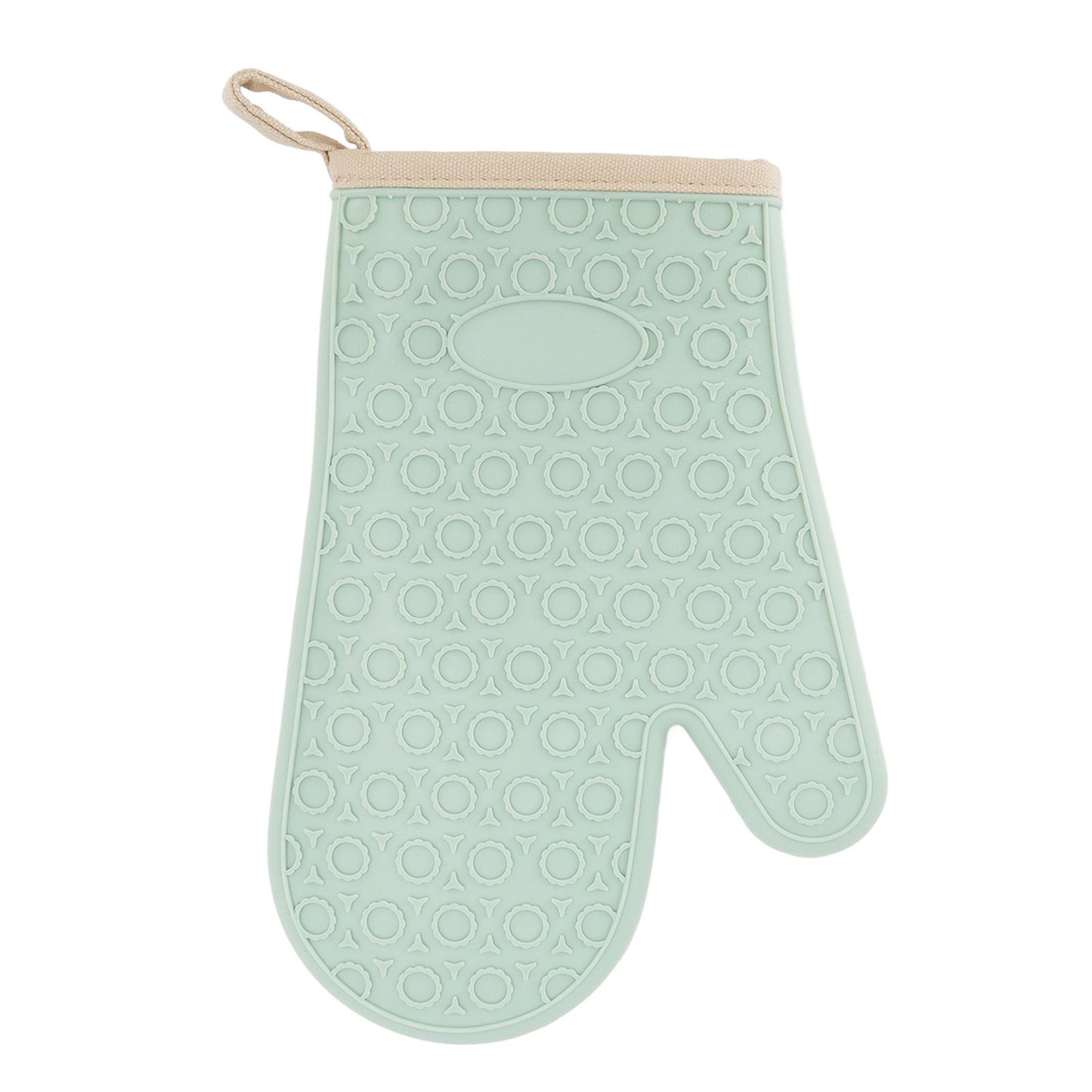 Silicone Oven Mitt High Temperature Resistant Waterproof Slip Proof Kitchen Baking Glove with Cotton Liner Green