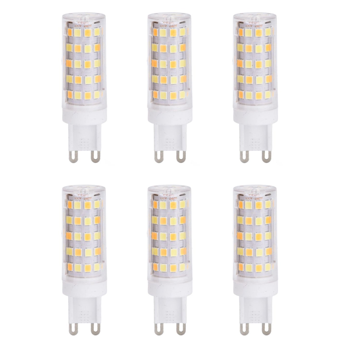 6PCS 66LED G9 Light Bulb 9W 85‑265V Small Ceiling Lamp Bulb 3 Light Color Wall Lamp Bulb for Home