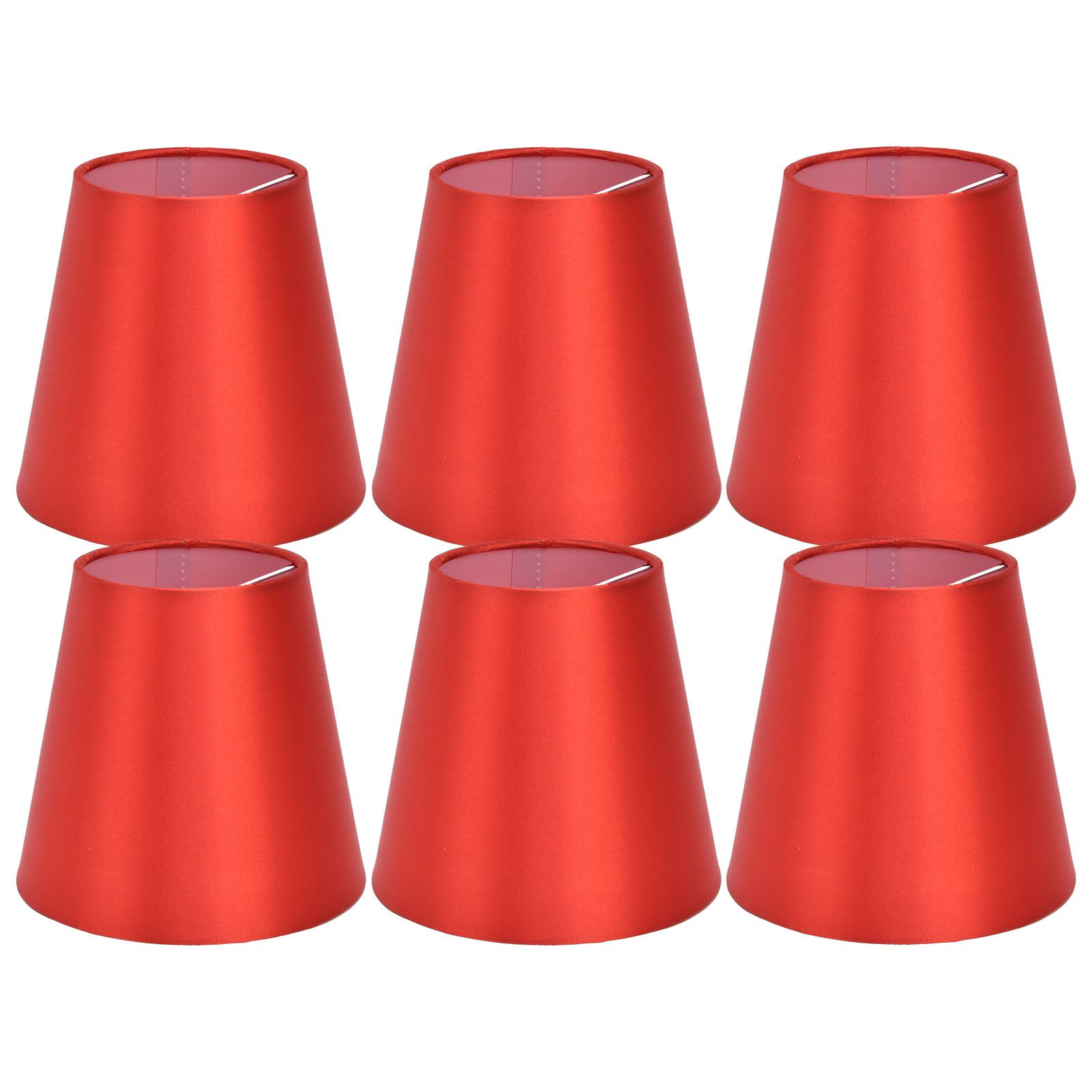 6PCS E14 Lamp Shade Fabric Lampshade Table Lamp Ceiling Lamp Shade for Bedroom Living RoomBright Red PX150