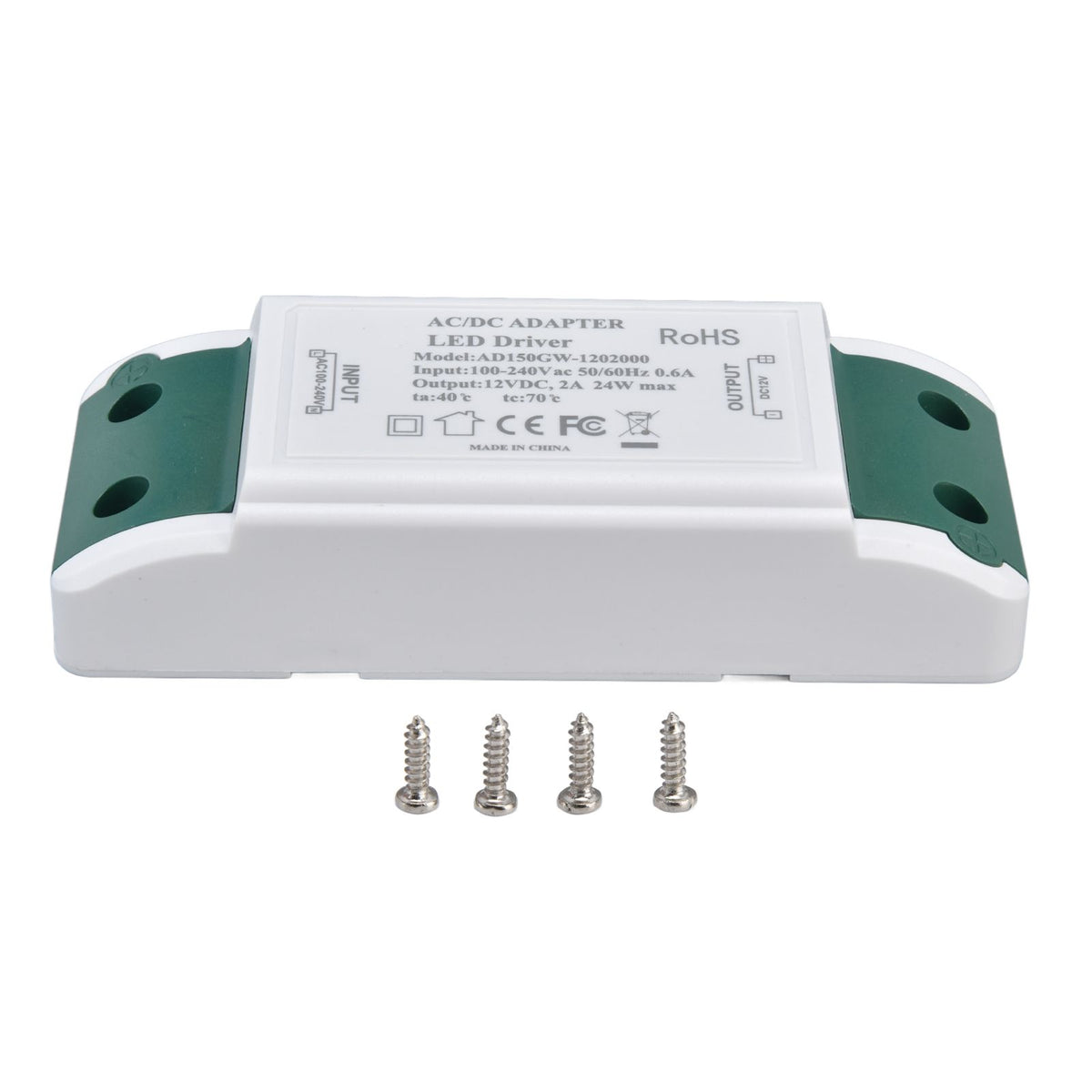 LED Driver 12V DC 24W 2A LED Power Transformer for LED Strip Light and Cabinet Light AC100‑240V