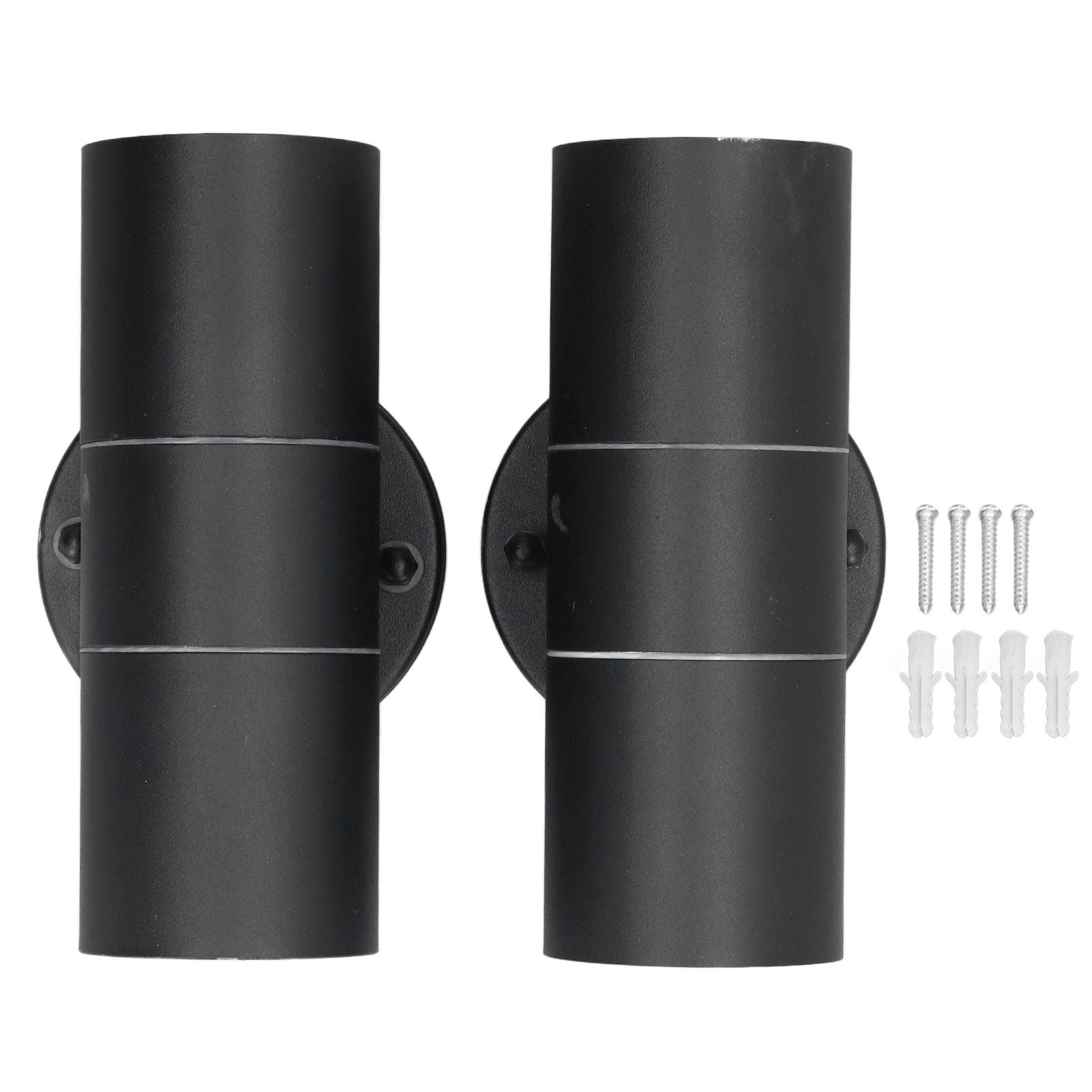 2Pcs GU10 Stainless Steel Outdoor Wall Sconce Waterproof LED Cylinder Up Down Wall Light for Yard Villas Living Rooms 220‑240VBlack