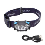 LED Headlamp 5 Level Lighting Modes USB Charging Lightweight Sensor Headlight LED Head Light for Outdoor Camping