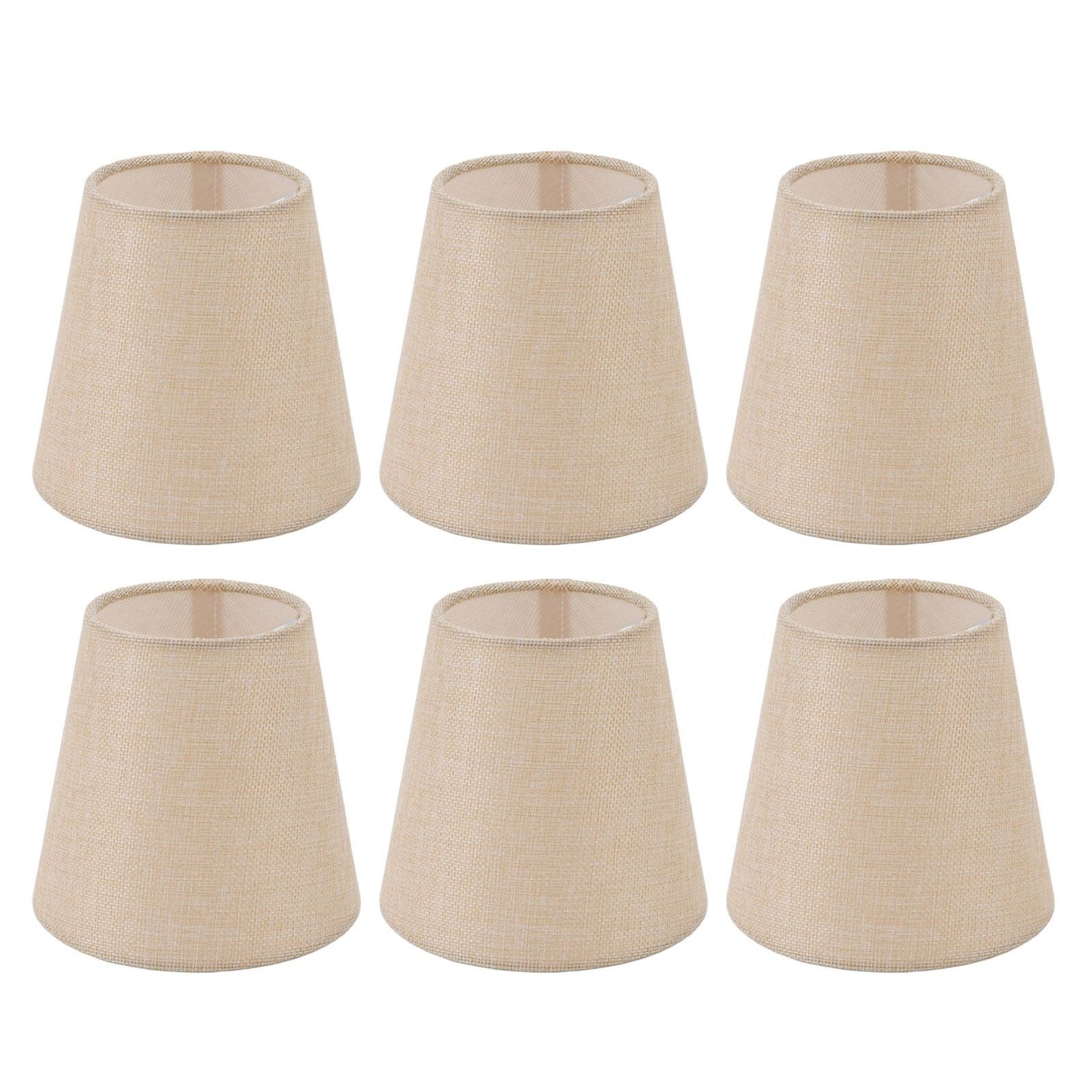 6PCS Linen Fabric Lamp Shade Cover Cylindrical Lampshade with Iron Support for Household Light