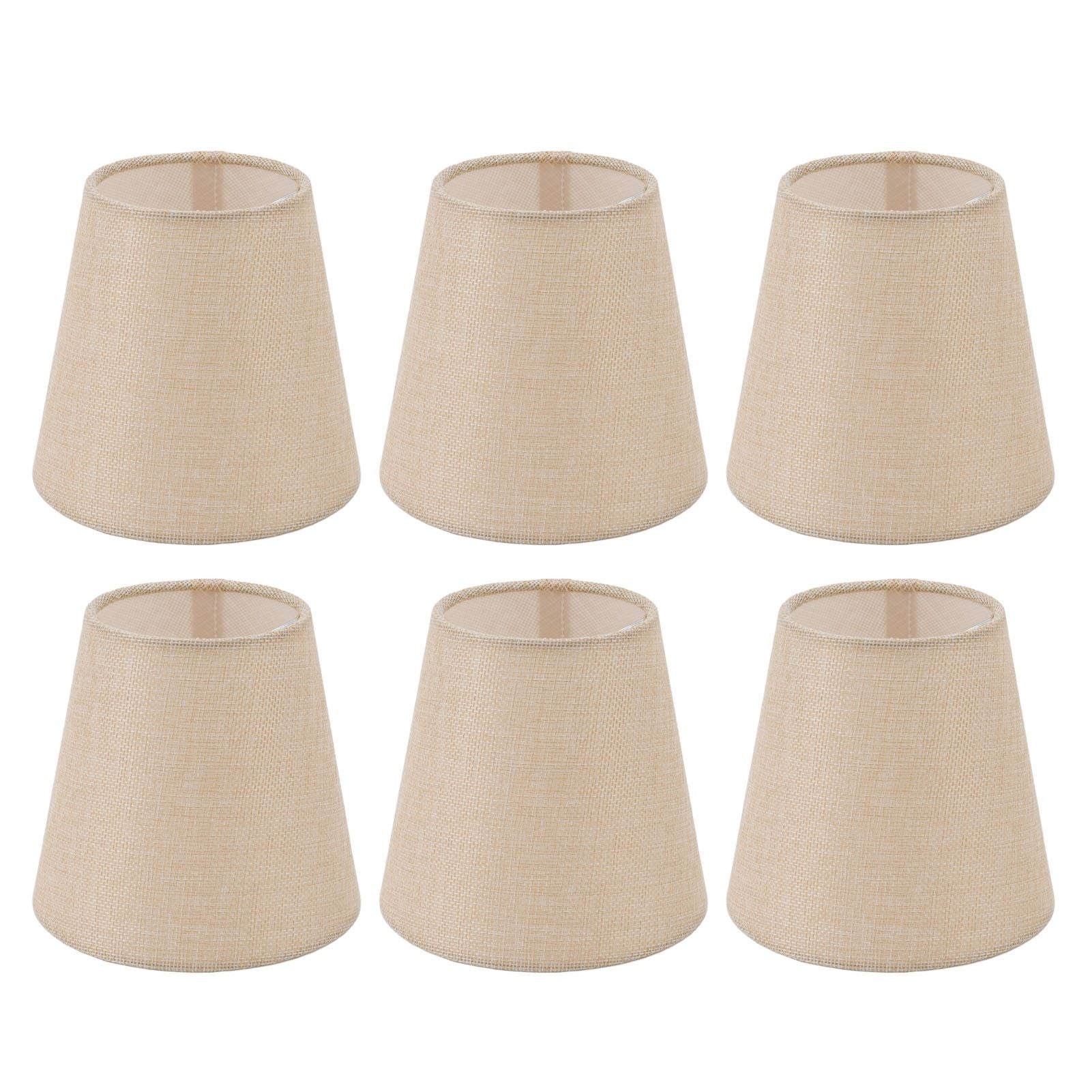6PCS Linen Fabric Lamp Shade Cover Cylindrical Lampshade with Iron Support for Household Light