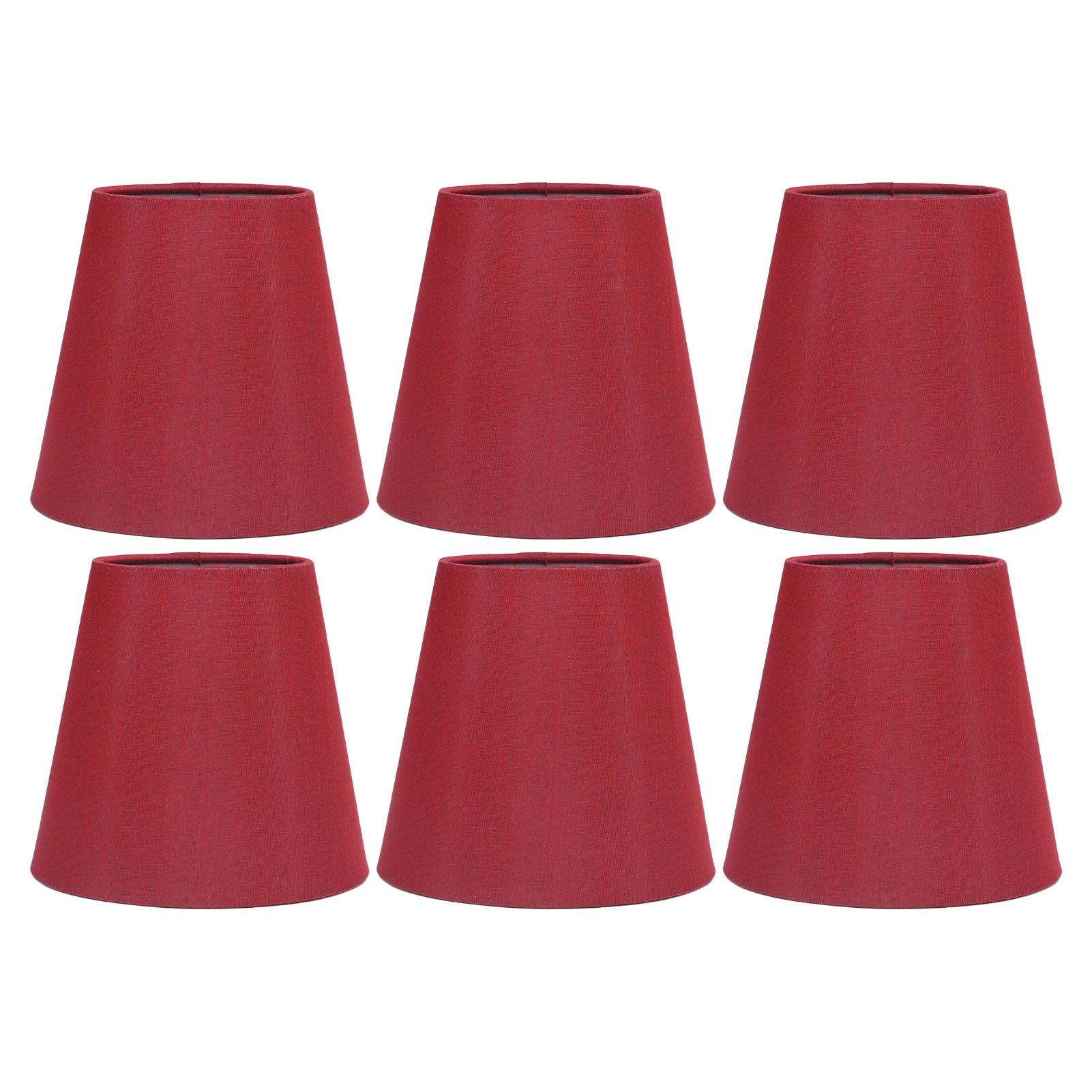 6PCS Fabric Lampshade Modern Simple Good Light Transmission Table Lamp Shade for E14 Bulb Miniature Bulb for Ceiling Lamp A3 01 Wine Red