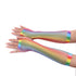 1 Pair Womens Shiny Rainbow Printed Net Gloves Hollow Out Bridal Fingerless Gloves for Wedding Party Dance Costume