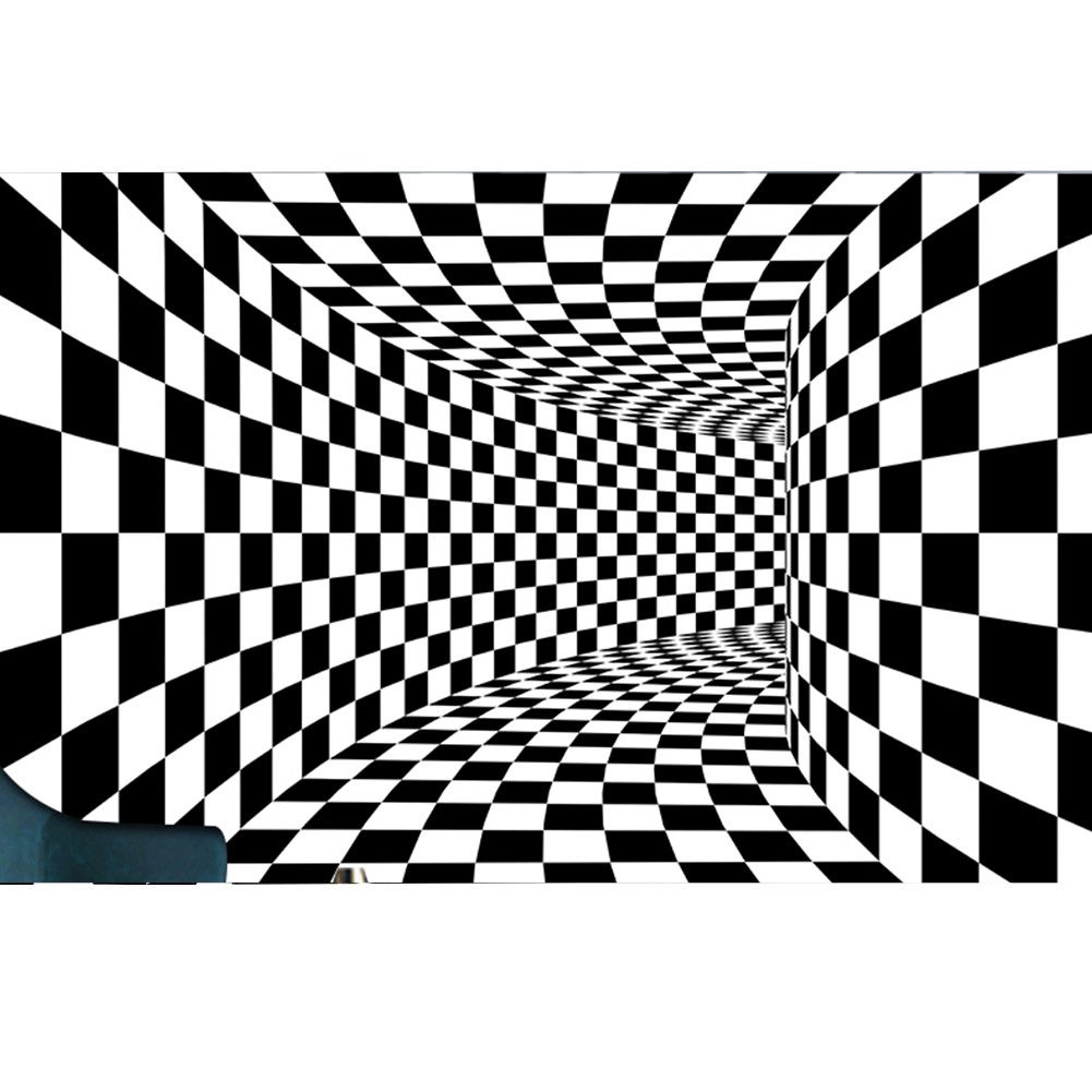 Black and White Checkered 3D Visual Effect Floor Rug Mat Bedroom Carpet for Kids Room Nursery