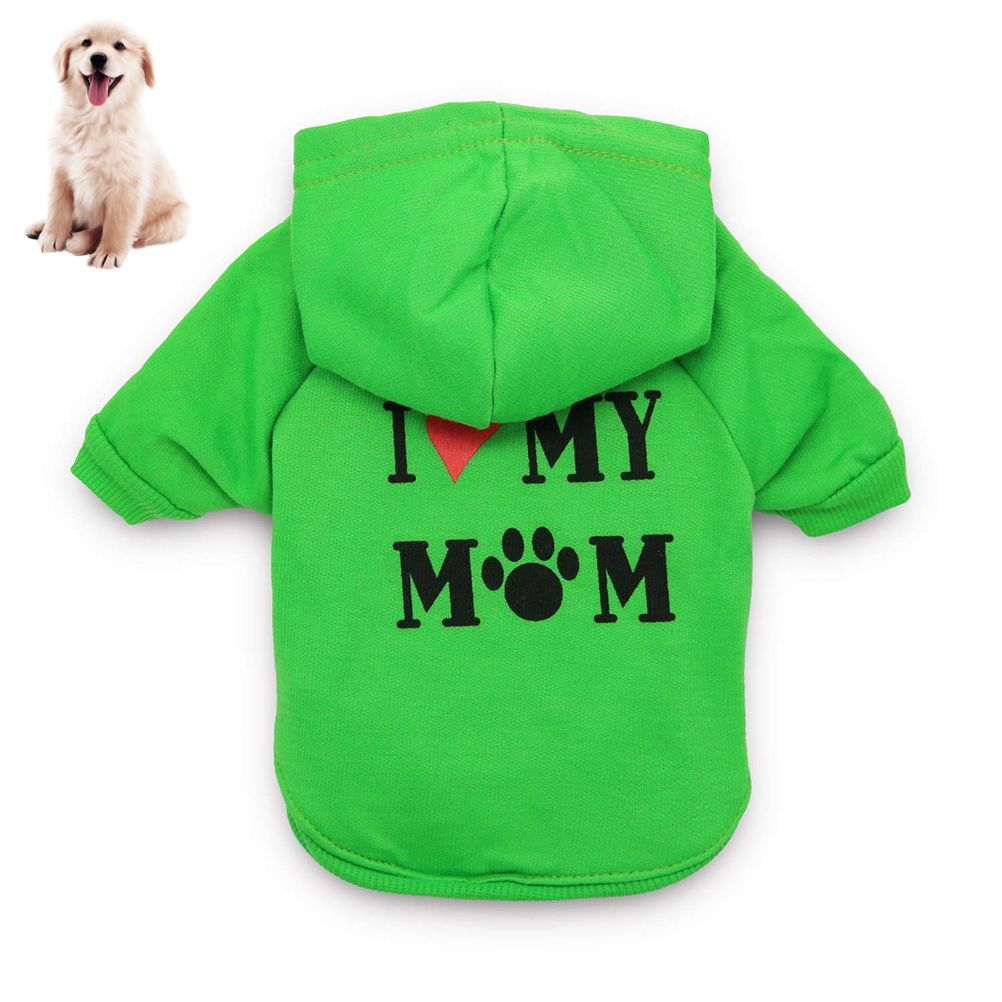Dog Clothes I Love My Mom Printed Hoodie Puppy Sweatshirt Warm Puppy Clothes Hoodie