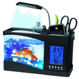 Multifunctional USB Mini Aquarium Fish Tank Aquarium with LED Lamp LCD Display Screen Clock Storage Box Fish Tank Aquarium