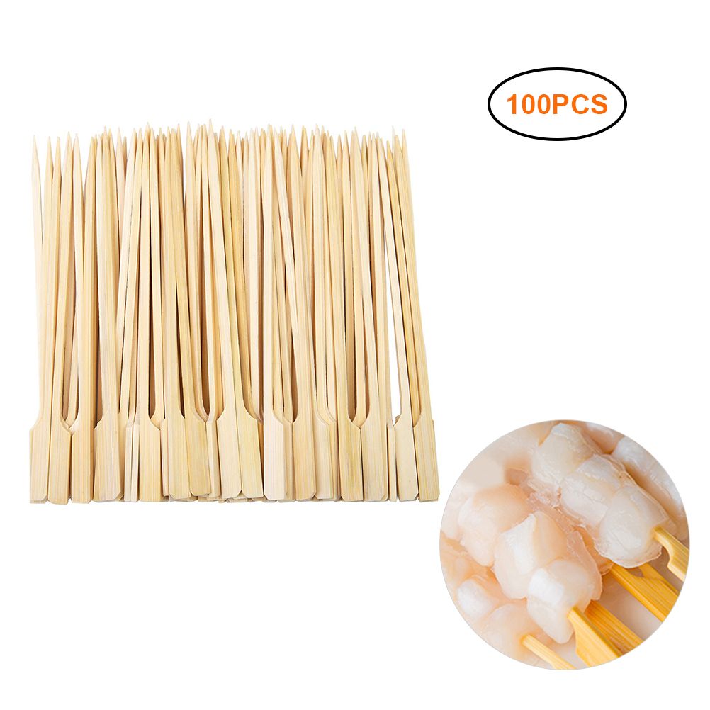 100PCS Barbecue Bamboo Skewers Disposable Bamboo Stick Barbecue Paddle Skewers