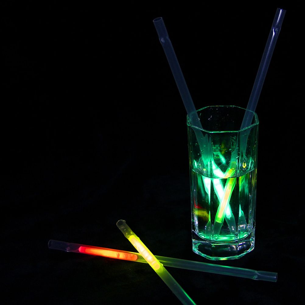 50Pcs 2 in 1 Glowing Straws Sticks Glowing in the Dark Straws for Concerts Party Favors Weddings Kids Birthdays