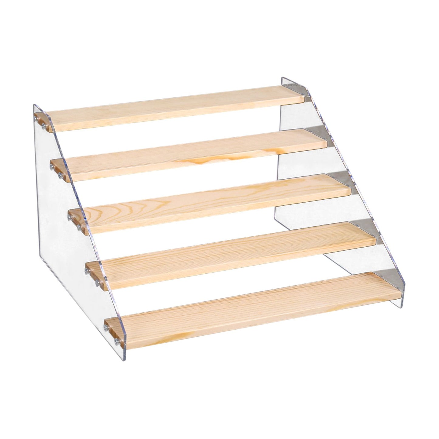 Wooden Cupcake Stand 5 Tiers 15.7in Wide Acrylic Side Panel Strong Wood Large Display Riser