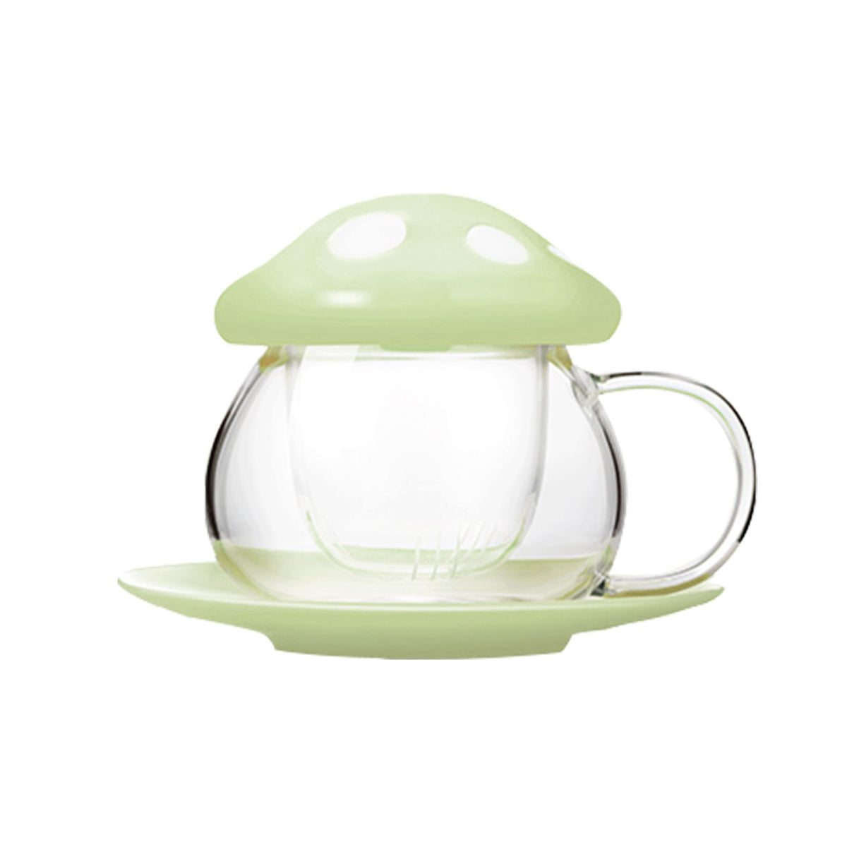Cute Mushroom Shaped Teacup Ceramic Glass Filter Tea Cup Set