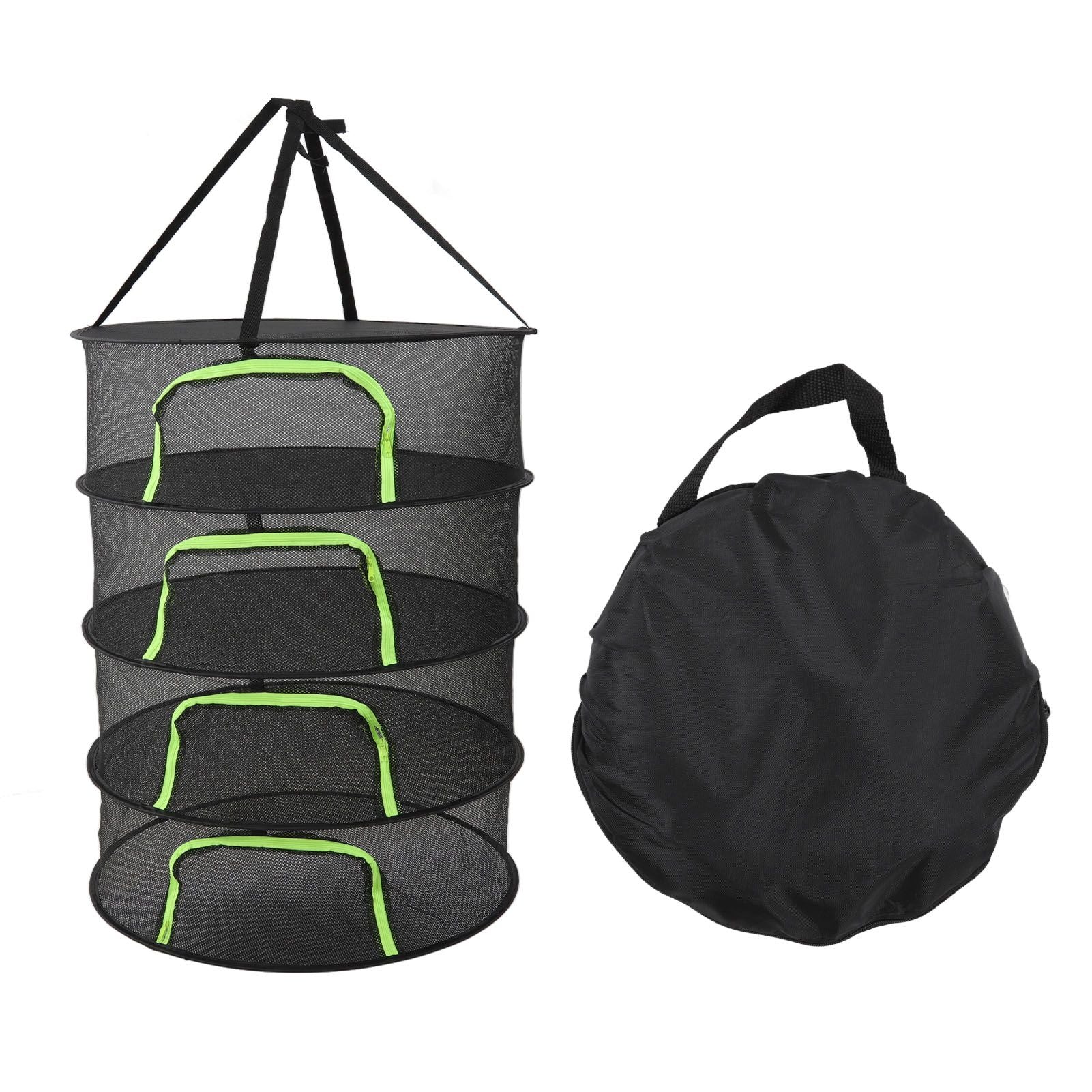 Foldable Plant Drying Net Multilayer Zipper Closure Design 60cm Diameter Herb Buds Dry Net with Storage Bag 4 Layers
