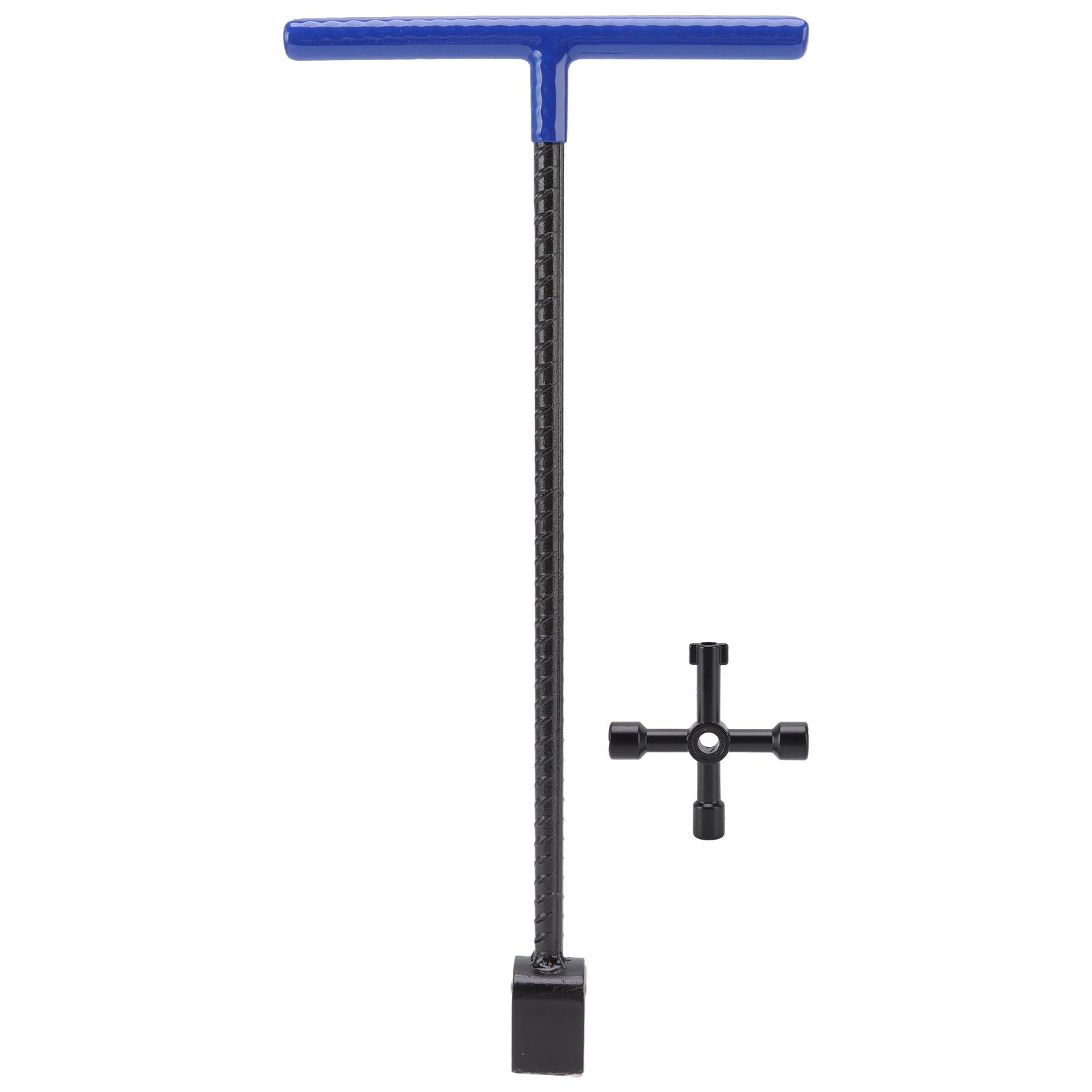 Steel Water Meter Key Wrench Multifunction T Handle Curb Key With 4 Way Utility Tool for Valves Faucets Blue