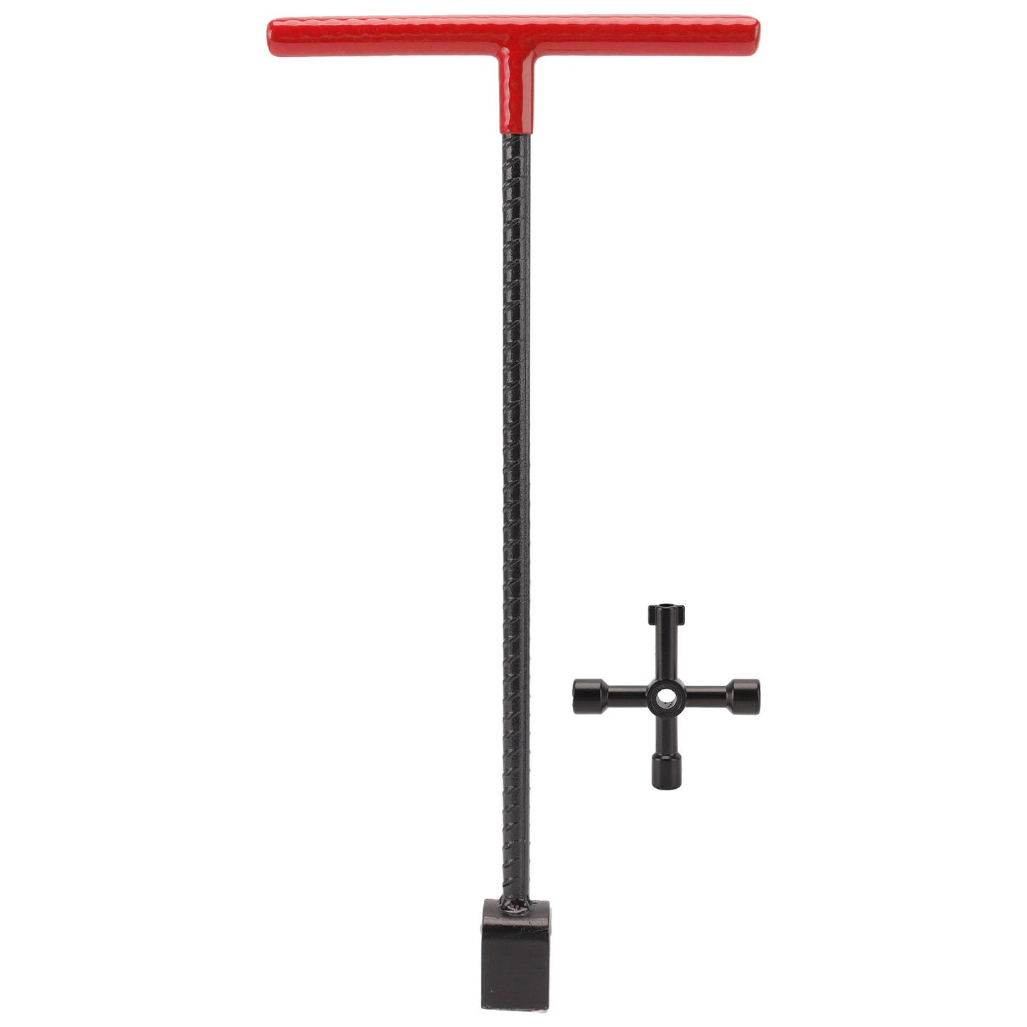 Steel Water Meter Key Wrench Multifunction T Handle Curb Key With 4 Way Utility Tool for Valves Faucets Red