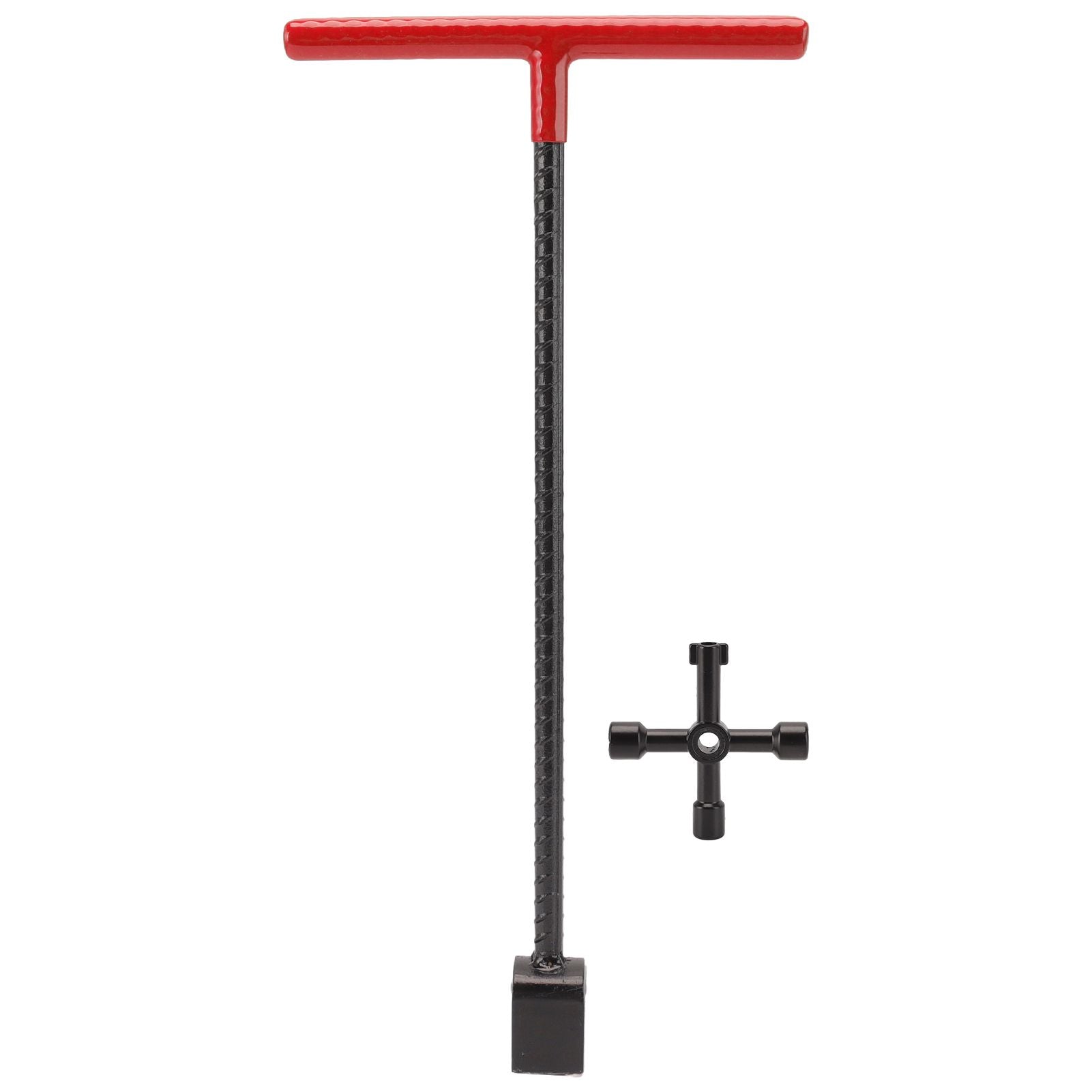 Steel Water Meter Key Wrench Multifunction T Handle Curb Key With 4 Way Utility Tool for Valves Faucets Red