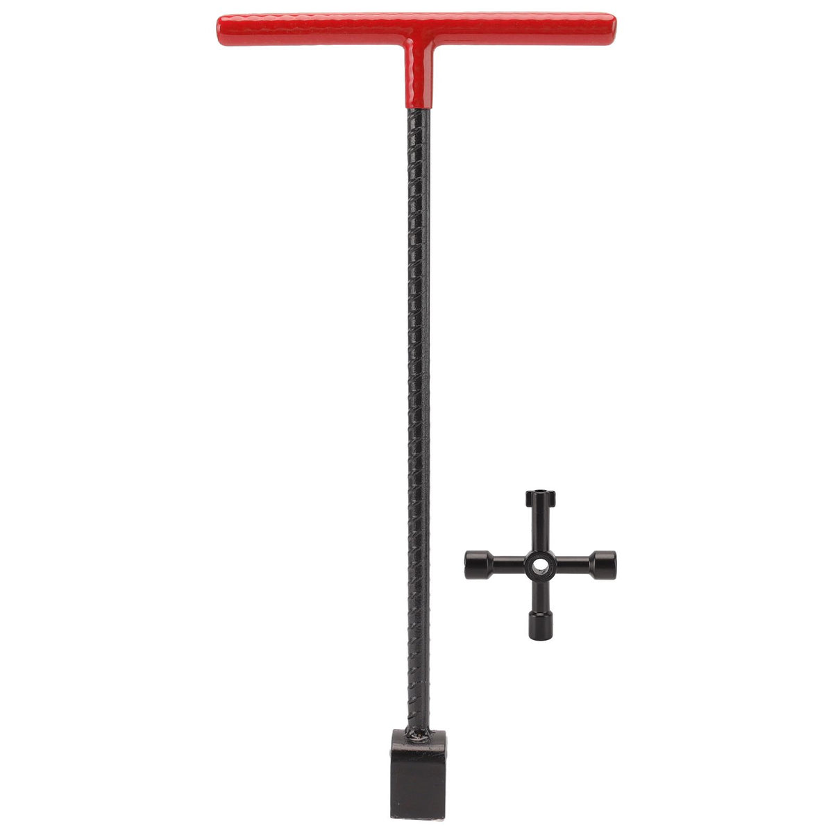 Steel Water Meter Key Wrench Multifunction T Handle Curb Key With 4 Way Utility Tool for Valves Faucets Red