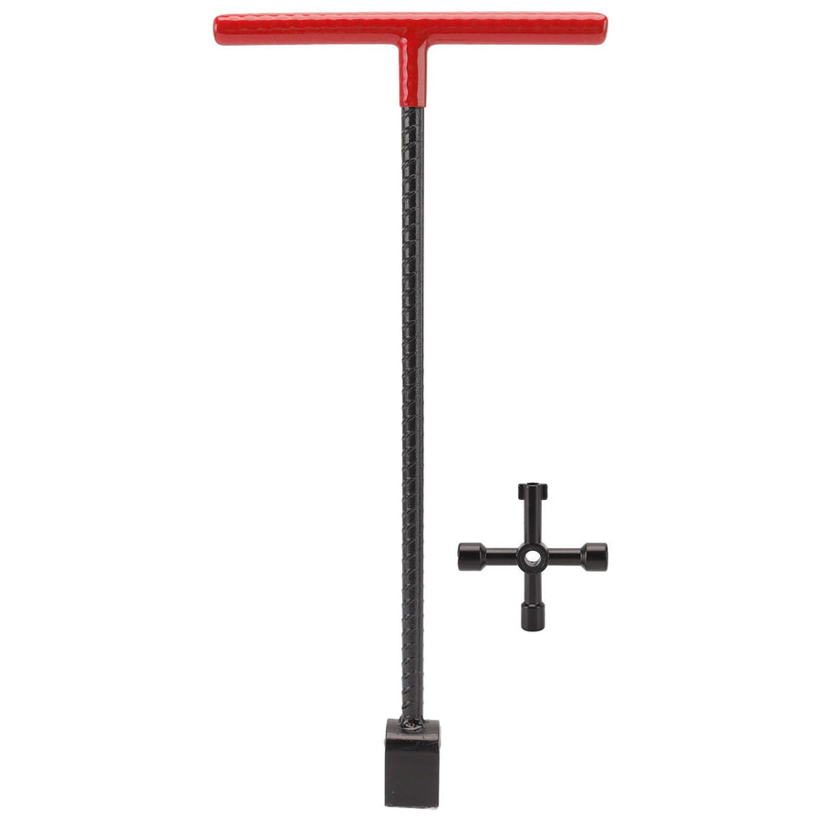 Steel Water Meter Key Wrench Multifunction T Handle Curb Key With 4 Way Utility Tool for Valves Faucets Red
