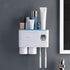 Toothbrush Storage Rack Inverted Magnetic Adsorption Toothbrush Holder Toothpaste Squeezer 2 Blue Cups