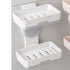 Soap Box Draining Case Holder Rack Plastic Hole Free Installation for Bathroom Toilet Light Gray 2 Layers