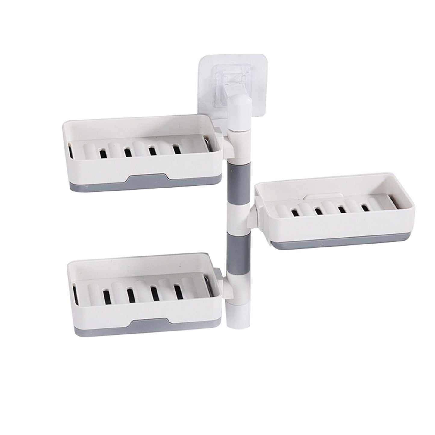 Rotatable Wall Mounted Soap Box 3 Layers HIPS Punch Free Rotatable Soap Container Dish for Household White
