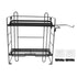 Toilet Storage Shelves Iron Wall Mounted 2 Layers Foldable Grid Home Decoration with Hooks for Bathroom Black