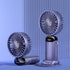 Folding Fan USB Digital Display Handheld Ergonomic Handle ABS PC Small Portable Fan for Outdoor Blue 3000M with Aroma Piece and Lanyard