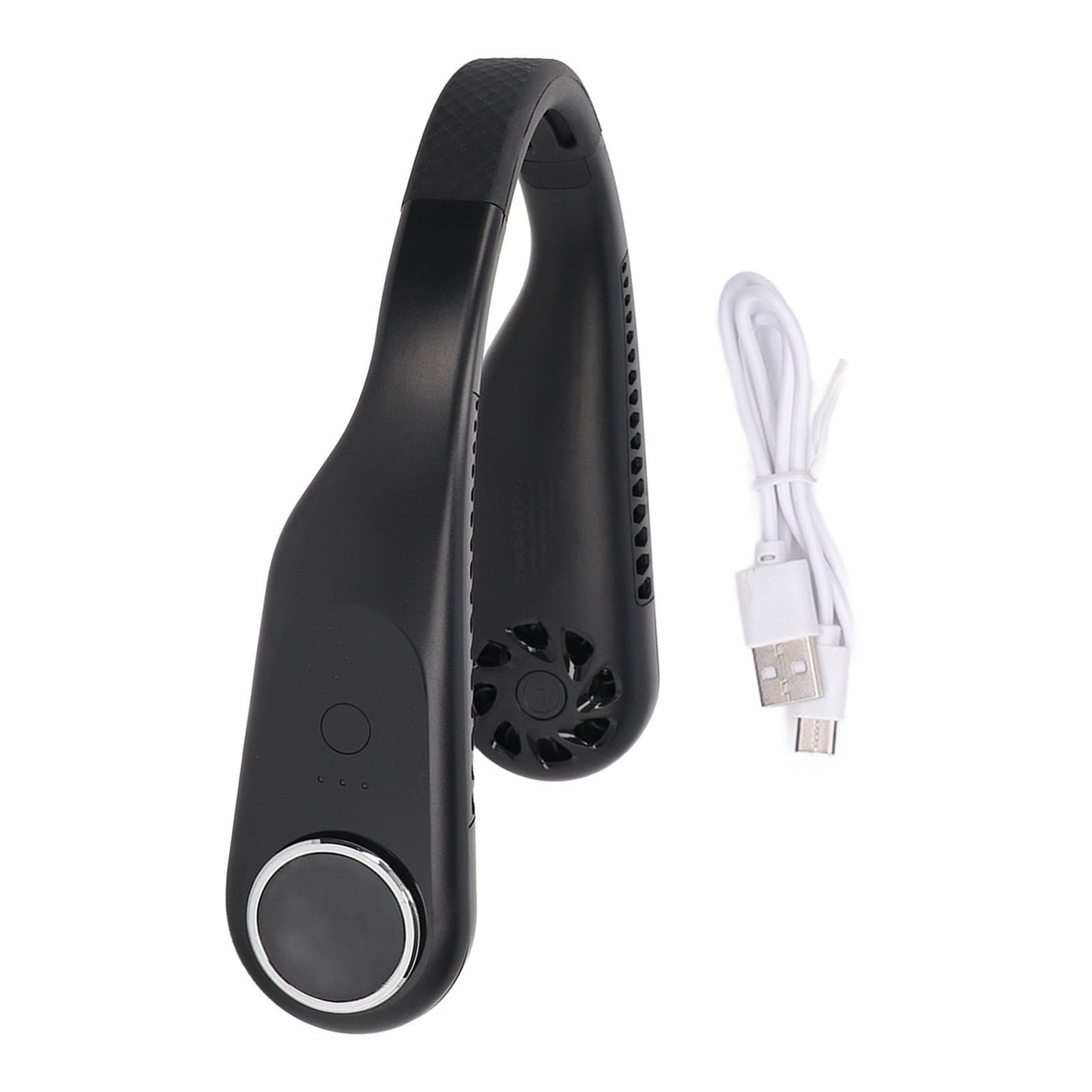 Hanging Neck Fan 3 Modes USB Charging 3600mAh Battery Adjustable Angle Mute Design Face Fan for Home Office Travel Black
