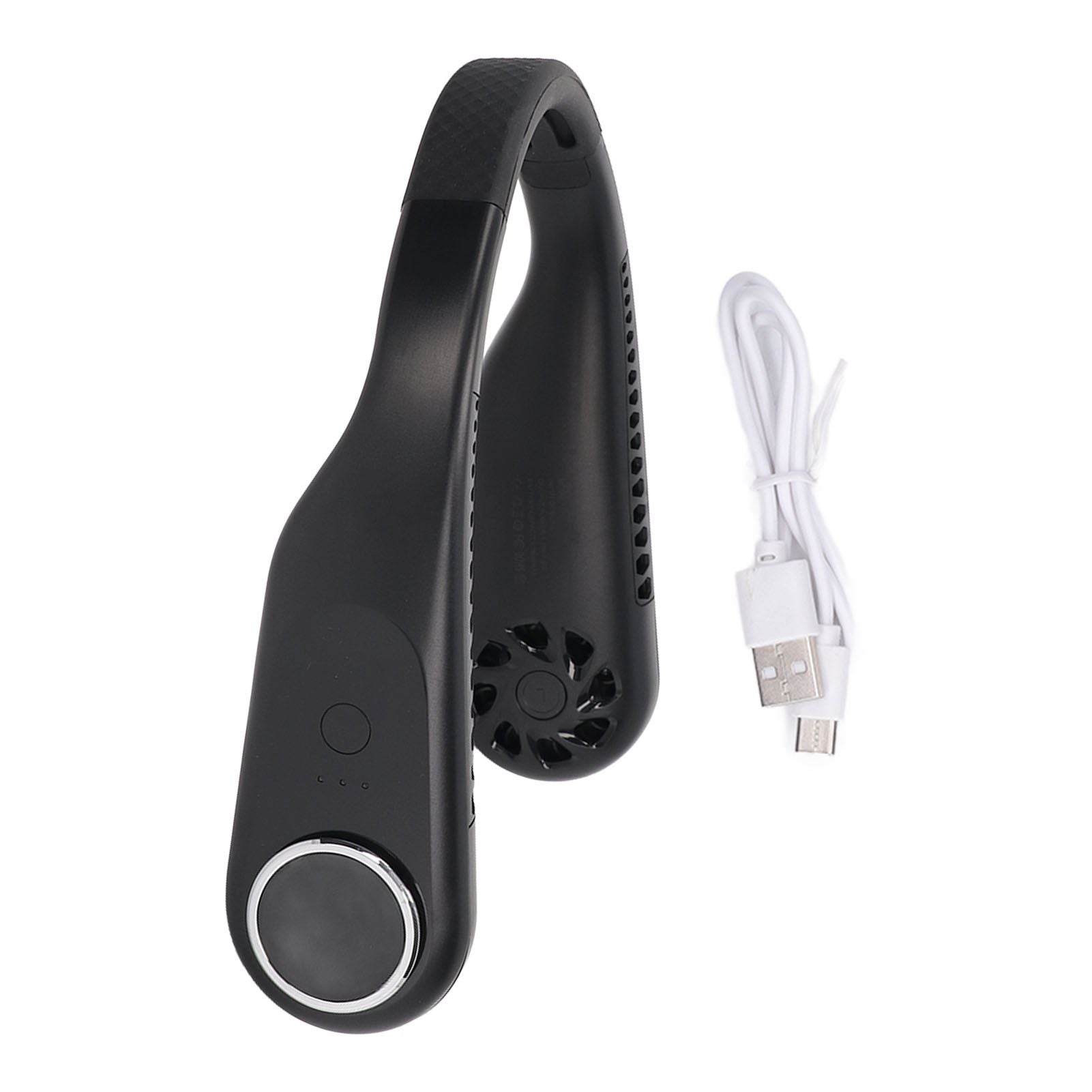 Hanging Neck Fan 3 Modes USB Charging 3600mAh Battery Adjustable Angle Mute Design Face Fan for Home Office Travel Black