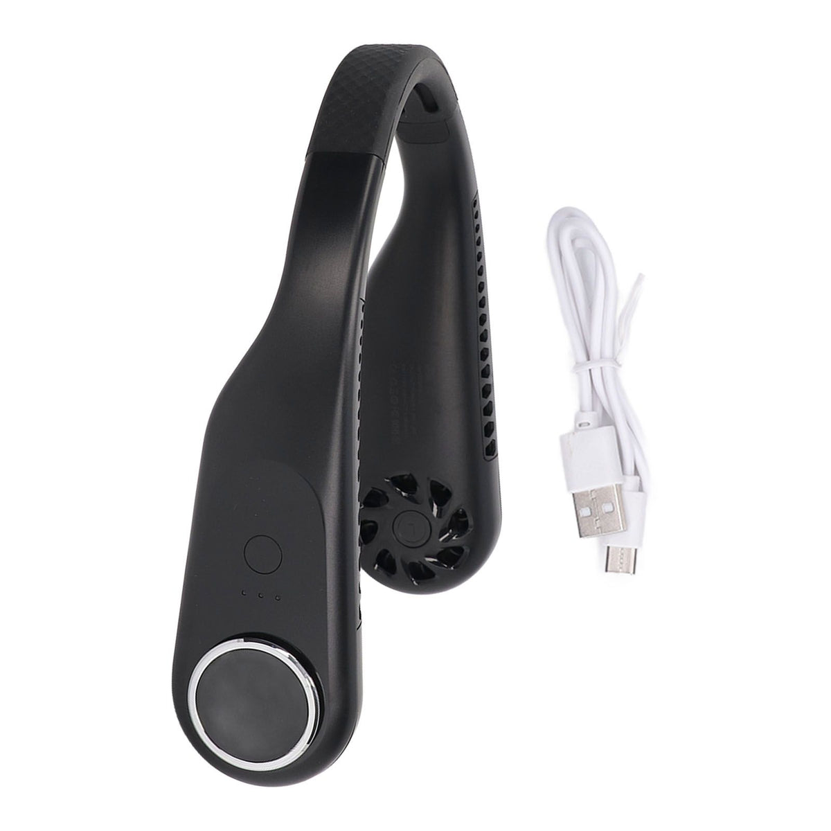 Hanging Neck Fan 3 Modes USB Charging 3600mAh Battery Adjustable Angle Mute Design Face Fan for Home Office Travel Black