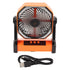 Camping Fan with LED Lantern 4 Levels 270 Degree Pivot Large Air Volume USB Rechargeable Outdoor Tent Fan with Light Hook Orange