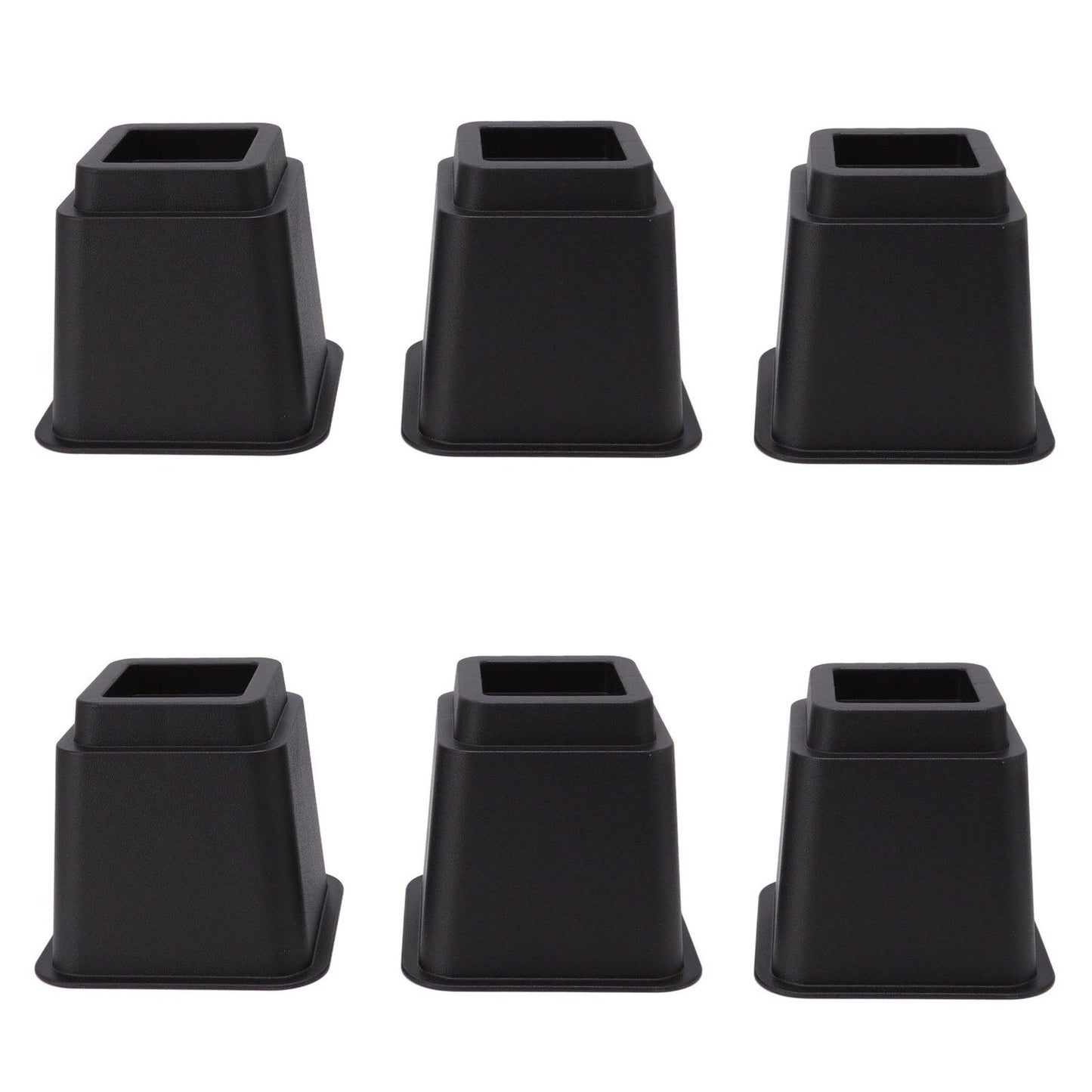6pcs Bed Risers 5in High Quadrate Trapezoidal Ergonomic Plastic Black Furniture Risers Blocks for Home Office